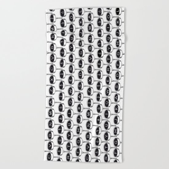 Infinite Typewriter_Black and White Beach Towel