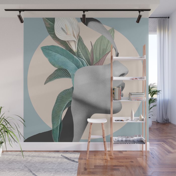 Floral Portrait /collage Wall Mural