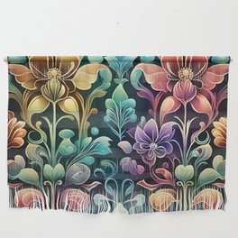 Glittering Art-Deco Jacobean Flowers Design Wall Hanging