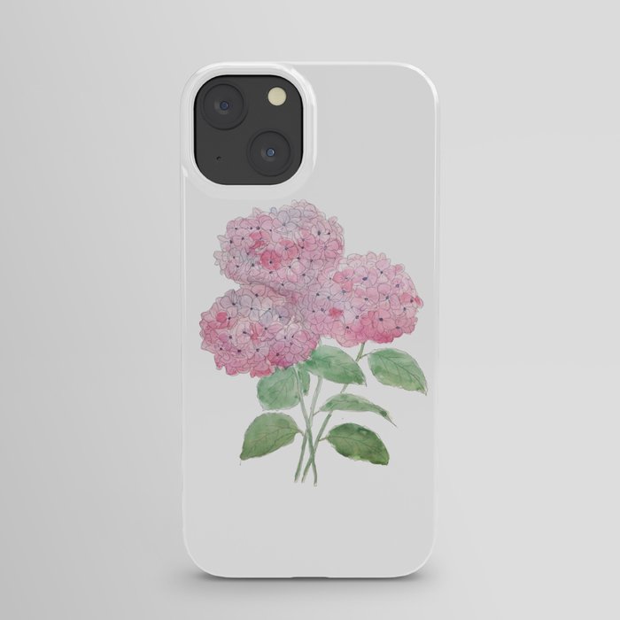 3 pink hydrangea flower ink and watercolor iPhone Case