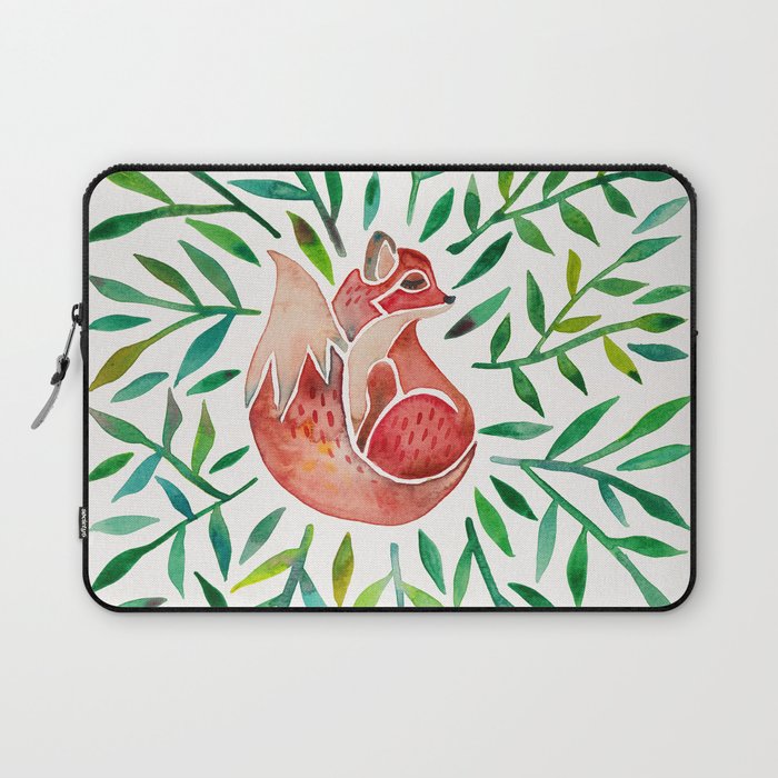 Woodland Fox – Green Leaves Laptop Sleeve