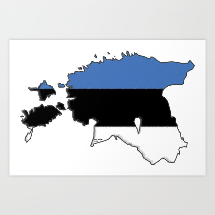 Estonia Map With Estonian Flag Art Print By Havocgirl Society6