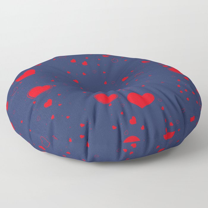 Valentine's Hearts - Blue Floor Pillow