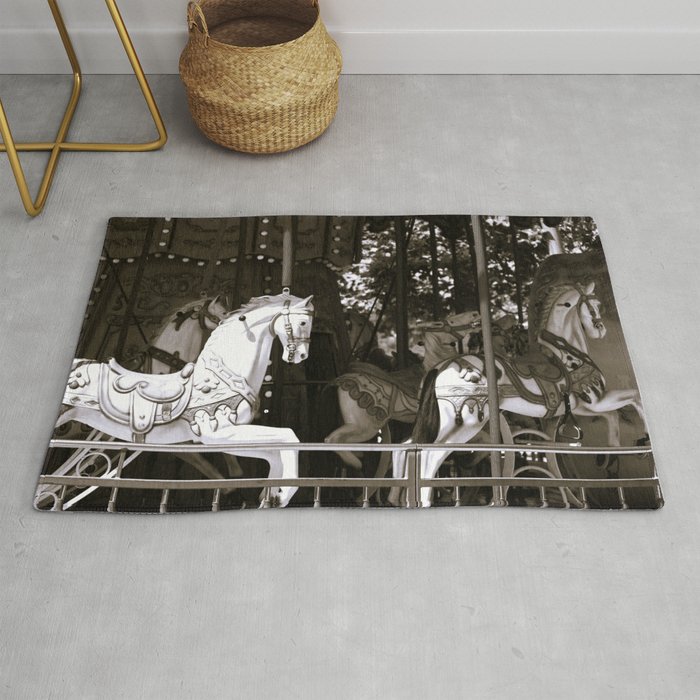 Carousel Horses - B&W Rug