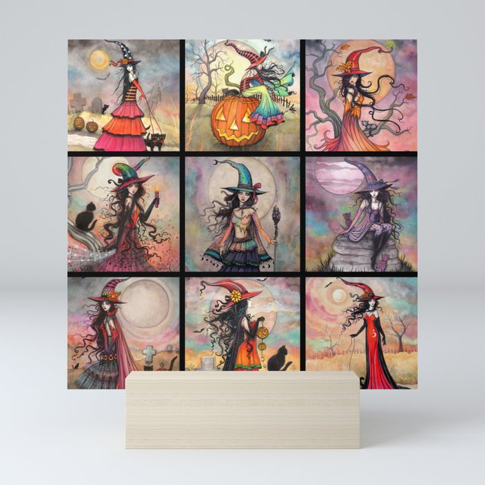 Halloween Witches By Molly Harrison Fantasy Art Mini Art Print By Mollyharrisonart