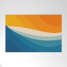 Abstract colorful landscape with wavy sea and sun Welcome Mat