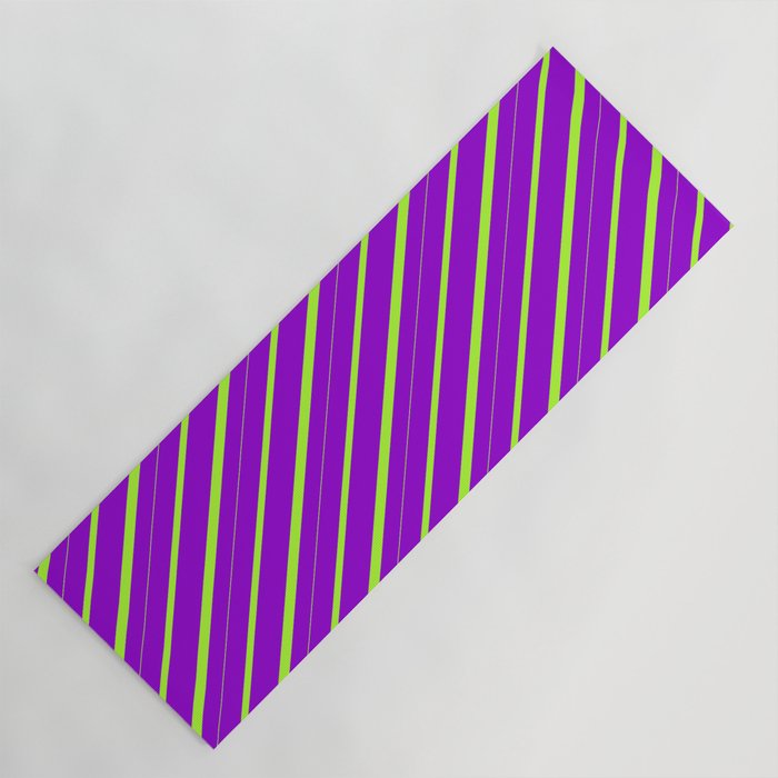 Dark Violet and Light Green Colored Striped/Lined Pattern Yoga Mat