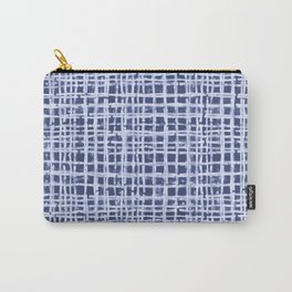 Shibori blue and white plaid Carry-All Pouch