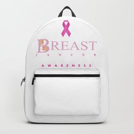 Breast cancer awareness support with text and pink ribbon Backpack