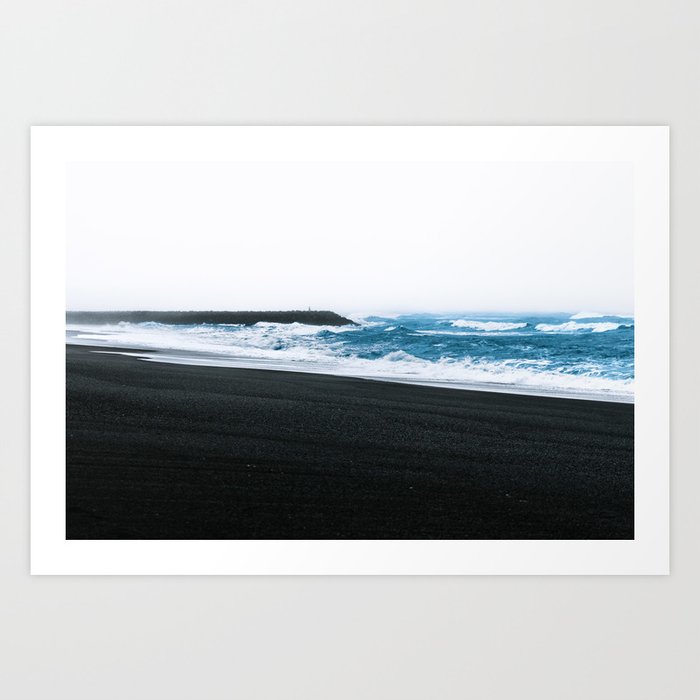 Melancholic Beach Stroll in Iceland Art Print