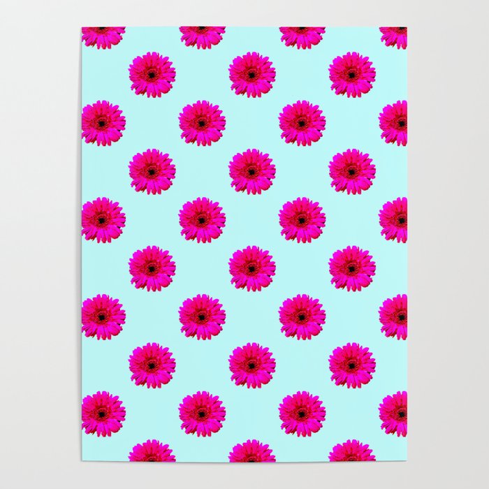 Pixel Art Flower Pattern Poster