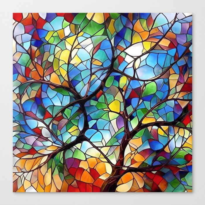Stained Glass Tree Canvas Print