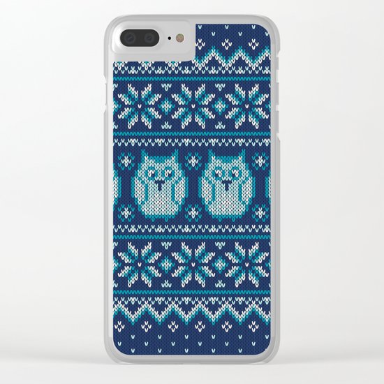 Owls winter knitted pattern Clear iPhone Case