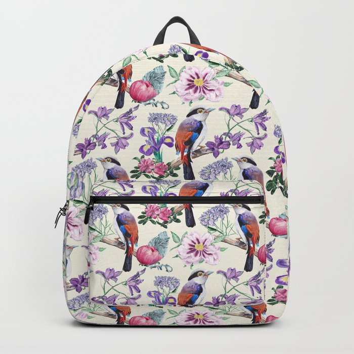 Bird and flowers. Backpack