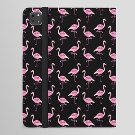 Pink Flamingos Pattern & Black iPad Folio Case
