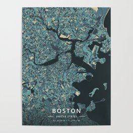 Boston, United States - Cream Blue Poster