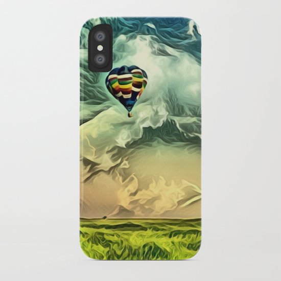 Air Balloon in the Sky with Clouds over the Landscape iPhone Case