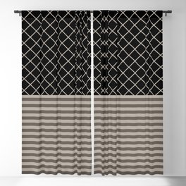 Elegant Thin Stripes Lace Harlequin Grid Brown Black Beige Blackout Curtain