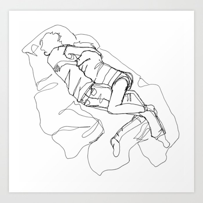 Cuddling Line Art Art Print by jinnyrp | Society6