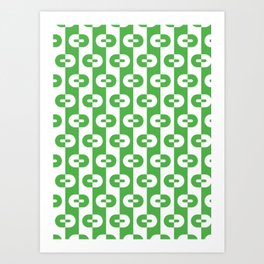 Geometric Pattern - White Green Art Print