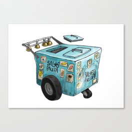 Blue Paletero Ice Cream Cart Canvas Print