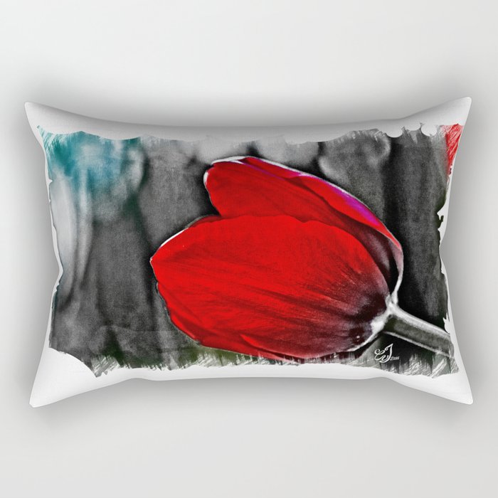 Red Tulip Rectangular Pillow