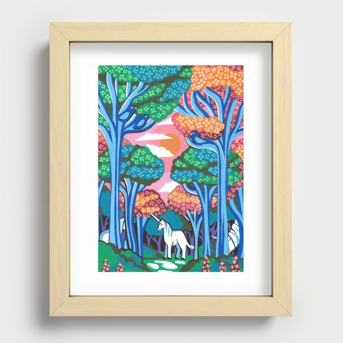 Unicorns in the Forest Recessed Framed Print