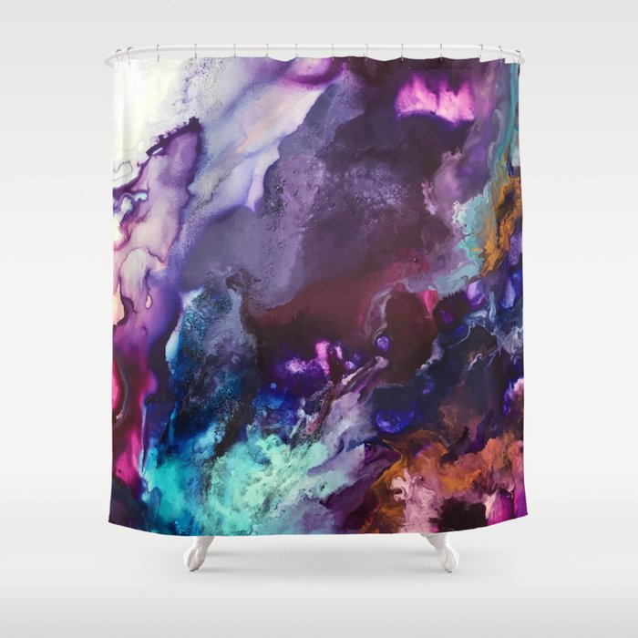 Expressive Flow 1 - Mixed Media Pain Shower Curtain
