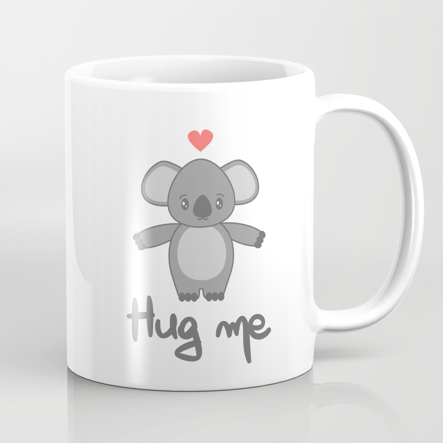cute hand drawn lettering hug me with cartoon lovely koala bear Coffee Mug  by Alice Vacca | Society6