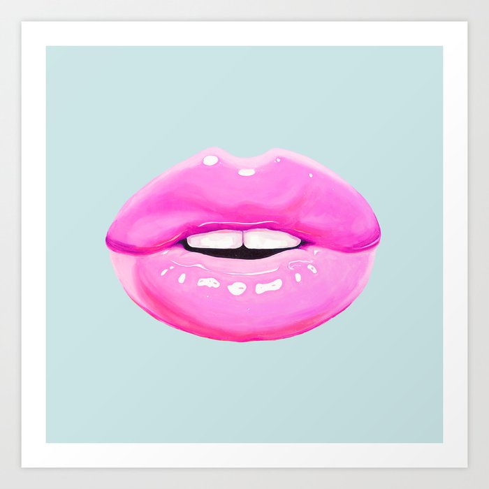 Fashion pink lips Art Print