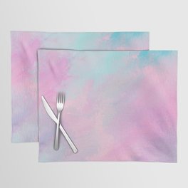 Abstract artistic pink teal watercolor brushstrokes Placemat