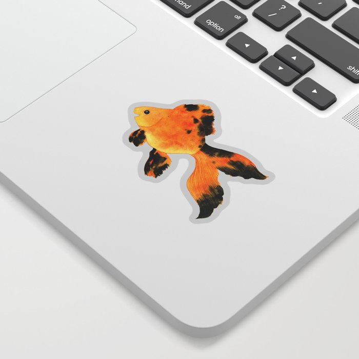 Orange and Black Goldfish Watercolor Sticker