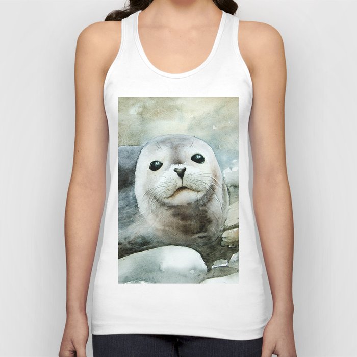 Curious seal on the pebbles Tank Top