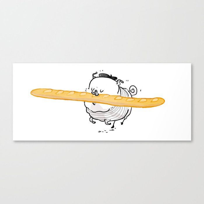 Le Parisien - French baguette pug Canvas Print