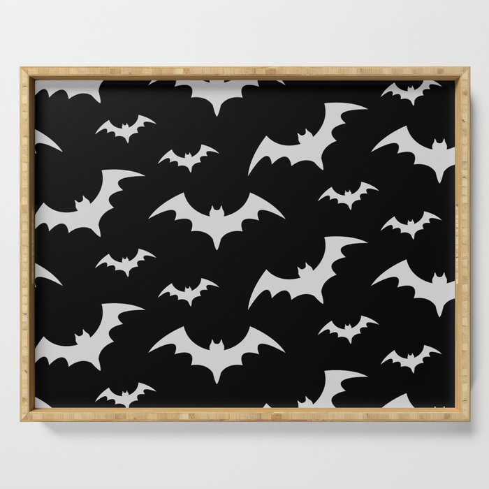 Halloween Bats Black & Grey Serving Tray