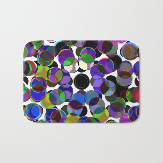 Cluttered Circles III - Abstract, Geometric, Pastel Coloured, Circle Patterned Artwork Bath Mat