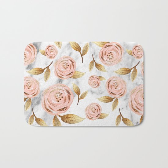 Blushing blooms Bath Mat