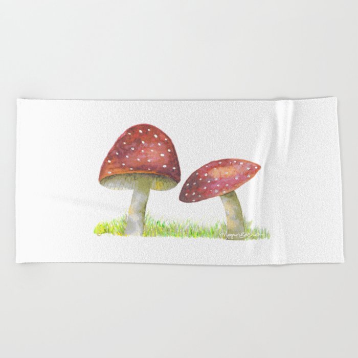 Red Mushroom Beach Towel