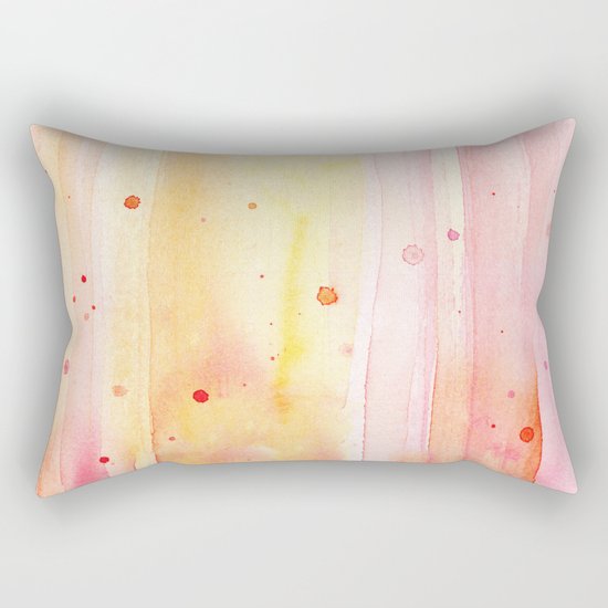 Pink Orange Rain Watercolor Texture Splatters Rectangular Pillow