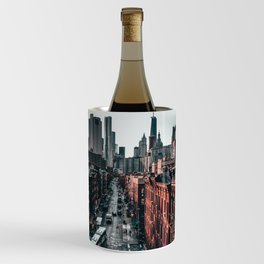 New York City skyline and Chinatown neighborhood in Manhattan Wine Chiller