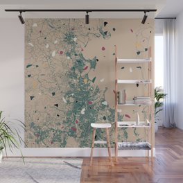 Brisbane - Australia Map - Cloudy Terrazo Illustration Wall Mural