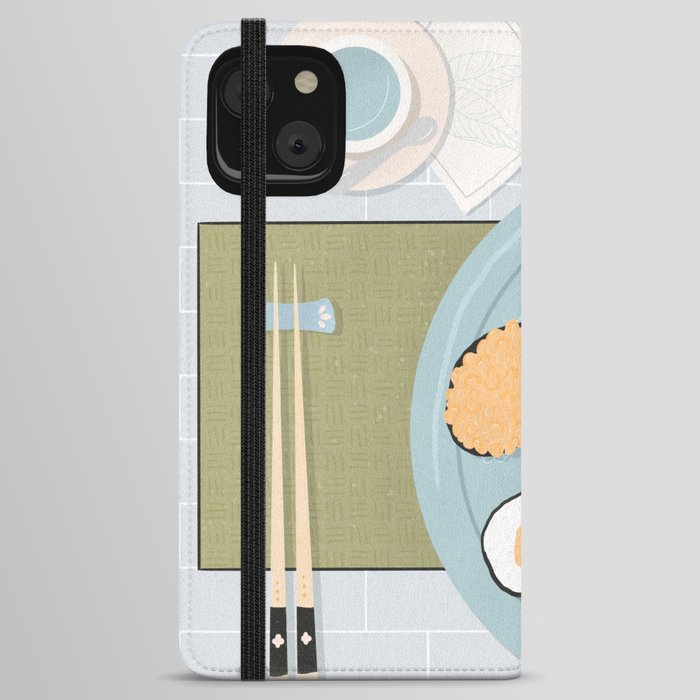 Sushi flatlay - Blue and orange  iPhone Wallet Case