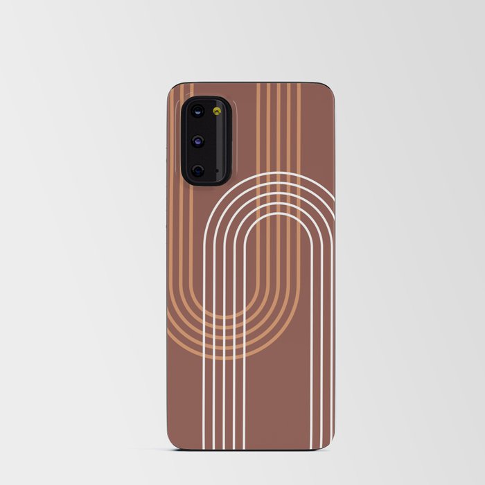 Geometric Lines Rainbow Abstract 4 in Terracotta and Beige Android Card Case