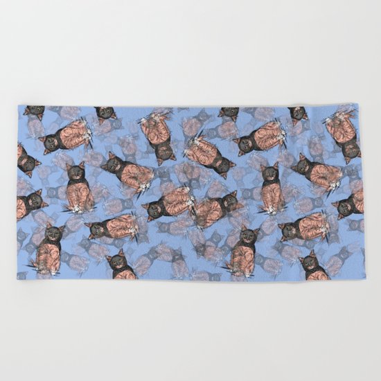 Periwinkle Pink Bat Cat Beach Towel