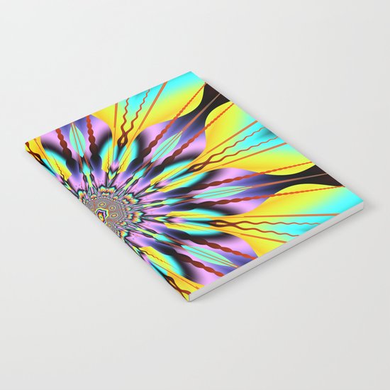 Fantasy sunflower with wavy rays and patterns Notebook