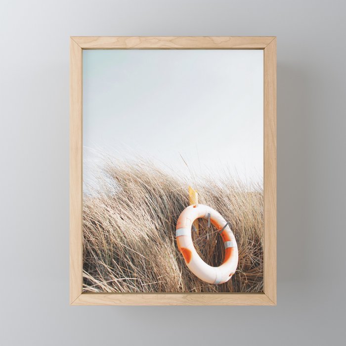 Life Preserver At The Beach Framed Mini Art Print By Sarahboyens
