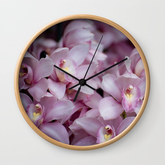 Pink Orchids Wall Clock