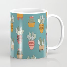 Cacti & Planters in Turquoise Coffee Mug