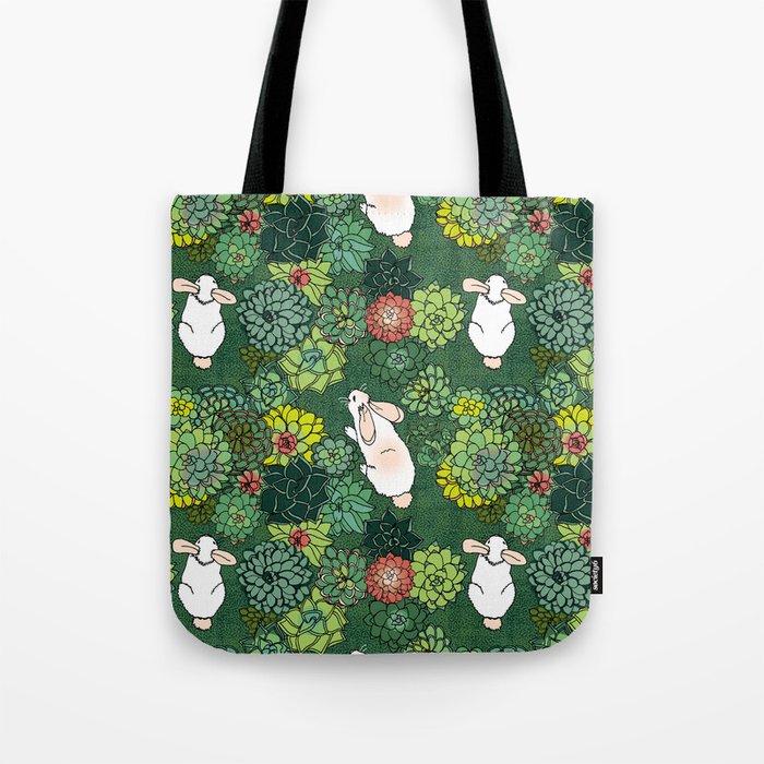 Rabbits in a Succulent Garden Tote Bag