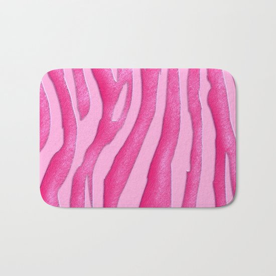 Bright Pink Zebra Print Bath Mat